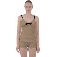 Wood Brown - Tie Front Two Piece Tankini