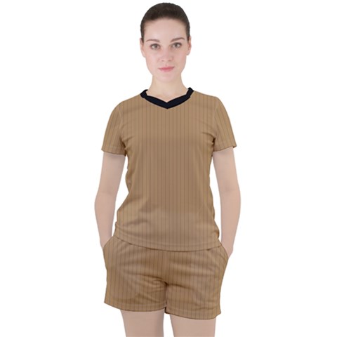 Wood Brown - Women s Tee And Shorts Set by FashionLane