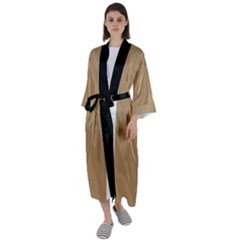 Wood Brown - Maxi Satin Kimono by FashionLane