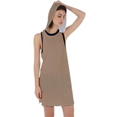 Wood Brown - Racer Back Hoodie Dress