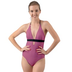 Tulip Pink - Halter Cut-out One Piece Swimsuit