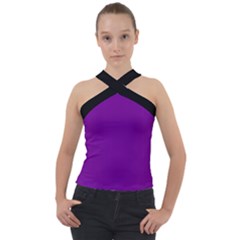 Violet Purple - Cross Neck Velour Top by FashionLane