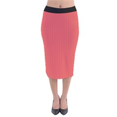 Valentine Red - Velvet Midi Pencil Skirt