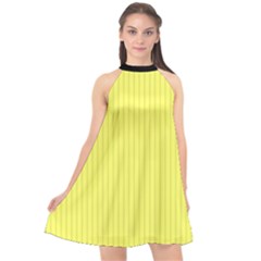 Unmellow Yellow - Halter Neckline Chiffon Dress  by FashionLane