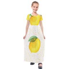 Illustration Sgraphic Lime Orange Kids  Short Sleeve Maxi Dress
