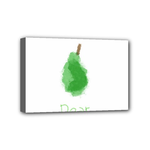 Pear Fruit Watercolor Painted Mini Canvas 6  X 4  (stretched)