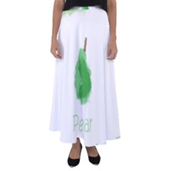 Pear Fruit Watercolor Painted Flared Maxi Skirt