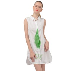 Pear Fruit Watercolor Painted Sleeveless Shirt Dress