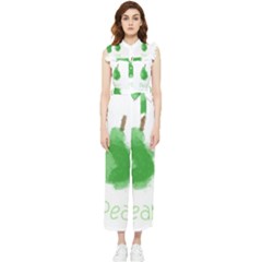 Pear Fruit Watercolor Painted Women s Frill Top Jumpsuit