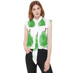 Pear Fruit Watercolor Painted Frill Detail Shirt