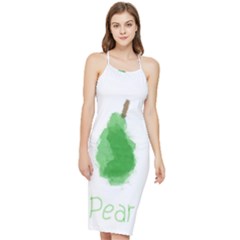 Pear Fruit Watercolor Painted Bodycon Cross Back Summer Dress