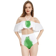 Pear Fruit Watercolor Painted Halter Flowy Bikini Set 