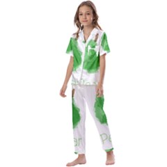 Pear Fruit Watercolor Painted Kids  Satin Short Sleeve Pajamas Set