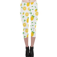 Illustrations Lemon Citrus Fruit Yellow Capri Leggings  by Alisyart