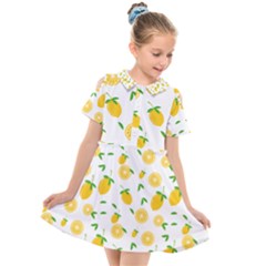 Illustrations Lemon Citrus Fruit Yellow Kids  Short Sleeve Shirt Dress