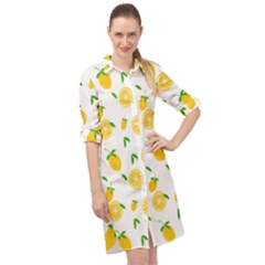 Illustrations Lemon Citrus Fruit Yellow Long Sleeve Mini Shirt Dress by Alisyart