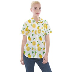 Illustrations Lemon Citrus Fruit Yellow Women s Short Sleeve Pocket Shirt