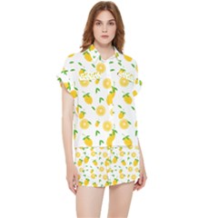 Illustrations Lemon Citrus Fruit Yellow Chiffon Lounge Set