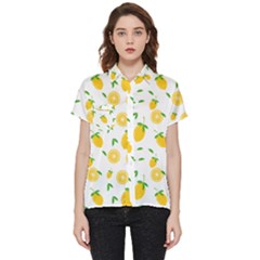 Illustrations Lemon Citrus Fruit Yellow Short Sleeve Pocket Shirt