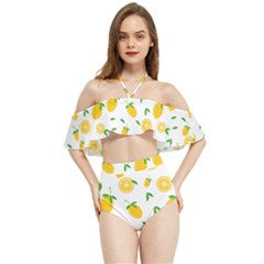 Illustrations Lemon Citrus Fruit Yellow Halter Flowy Bikini Set 