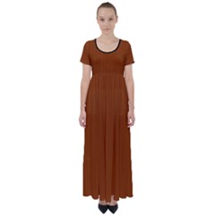 Burnt Orange - High Waist Short Sleeve Maxi Dress by FashionLane