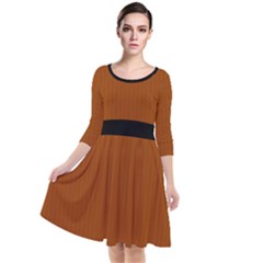 Burnt Orange - Quarter Sleeve Waist Band Dress by FashionLane