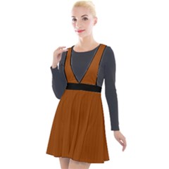 Burnt Orange - Plunge Pinafore Velour Dress by FashionLane