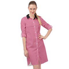 Aurora Pink - Long Sleeve Mini Shirt Dress by FashionLane