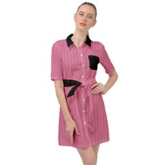 Aurora Pink - Belted Shirt Dress by FashionLane