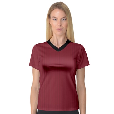 Antique Ruby - V-neck Sport Mesh Tee by FashionLane