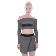 Blackened Pearl - Off Shoulder Top With Mini Skirt Set by FashionLane