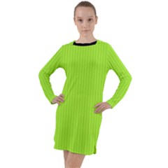 Chartreuse Green - Long Sleeve Hoodie Dress by FashionLane