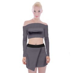 Dark Smoke Grey - Off Shoulder Top With Mini Skirt Set by FashionLane