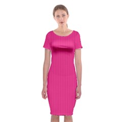 Deep Hot Pink - Classic Short Sleeve Midi Dress by FashionLane