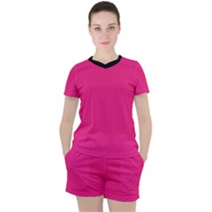 Deep Hot Pink - Women s Tee And Shorts Set