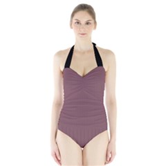 Dull Purple - Halter Swimsuit