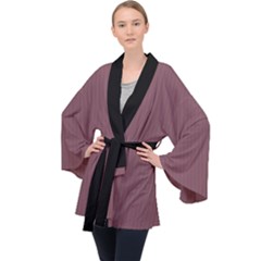 Dull Purple - Long Sleeve Velvet Kimono  by FashionLane