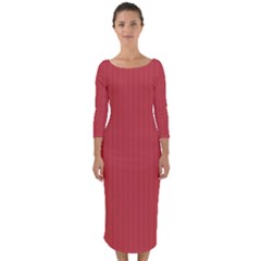 English Vermillion - Quarter Sleeve Midi Bodycon Dress by FashionLane