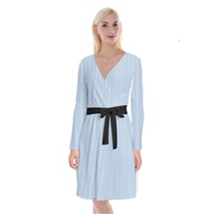 Beau Blue - Long Sleeve Velvet Front Wrap Dress by FashionLane