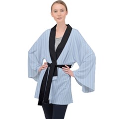 Beau Blue - Long Sleeve Velvet Kimono  by FashionLane