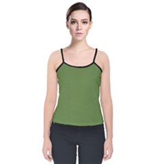 Crocodile Green - Velvet Spaghetti Strap Top by FashionLane