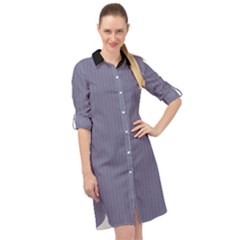 Flint Grey - Long Sleeve Mini Shirt Dress