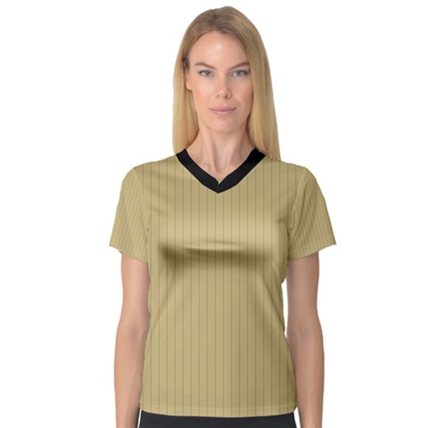 Rich Gold - V-neck Sport Mesh Tee by FashionLane