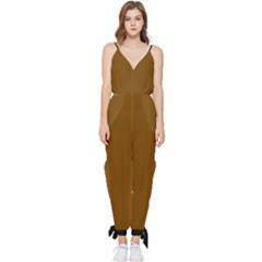 Just Brown - Sleeveless Tie Ankle Jumpsuit by FashionLane