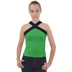 Just Green - Cross Neck Velour Top by FashionLane