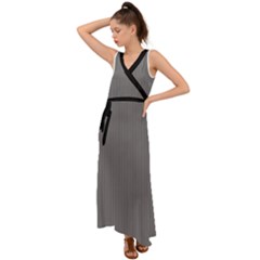 Just Grey - V-neck Chiffon Maxi Dress by FashionLane