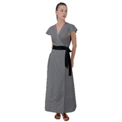 Just Grey - Flutter Sleeve Maxi Dress by FashionLane