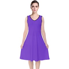 Just Purple - V-neck Midi Sleeveless Dress  by FashionLane