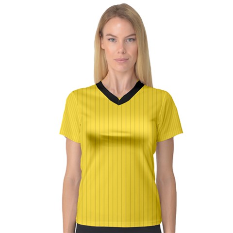 Just Yellow - V-neck Sport Mesh Tee by FashionLane