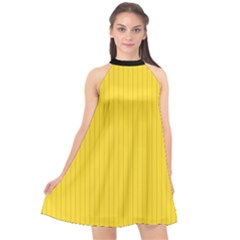 Just Yellow - Halter Neckline Chiffon Dress  by FashionLane